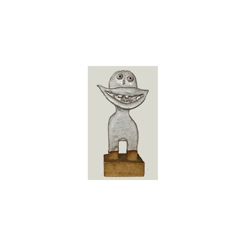 Grinedreng, skulptur, hvid, H.15 cm