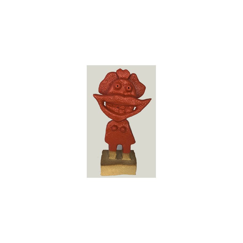 Grinepige, skulptur, rd, H.15 cm