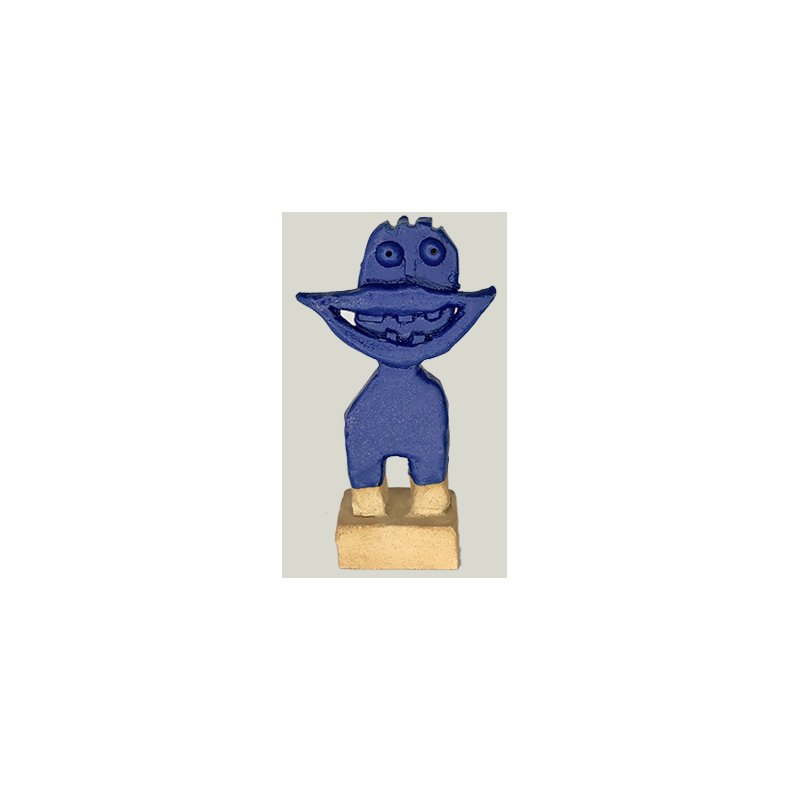 Grinedreng, skulptur, bl, H.15 cm
