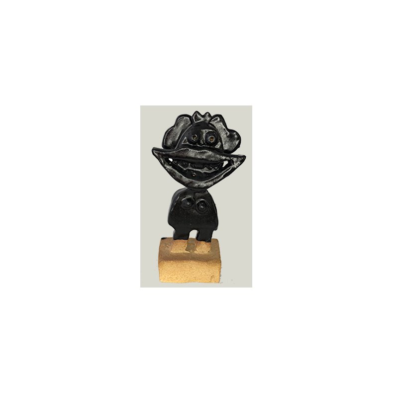 Grinepige, skulptur, sort, H.15 cm
