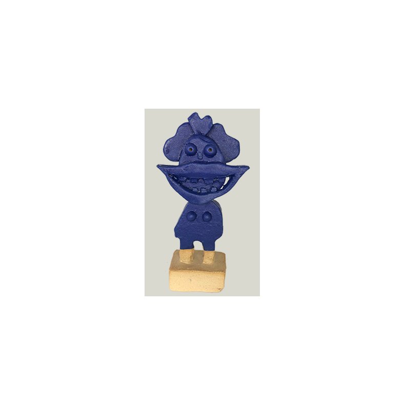 Grinepige, skulptur, bl, H.15 cm