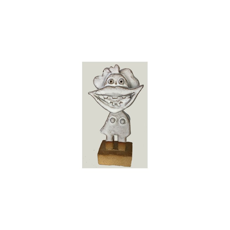 Grinepige, skulptur, hvid, H.15 cm
