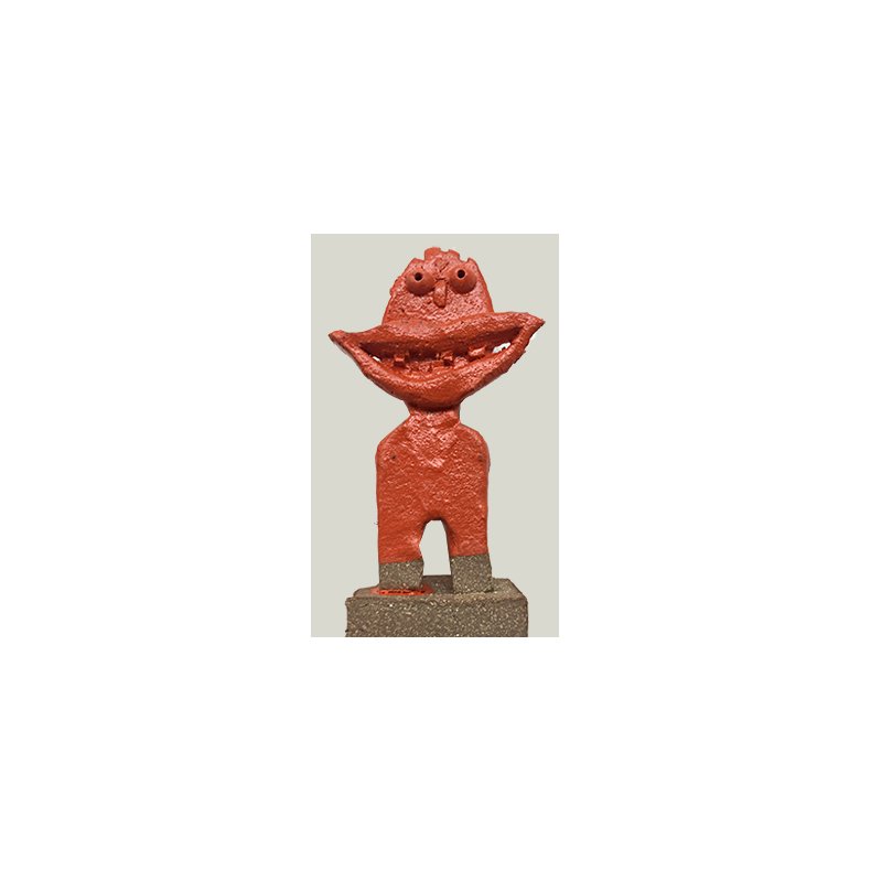 Grinedreng, skulptur, rd, H.15 cm