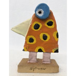 Bl��jet fugl, skulptur, ca. 16x19 cm