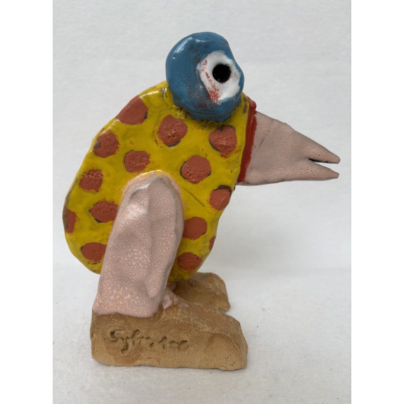 Bljet vandrefugl, skulptur, 21x19x9 cm