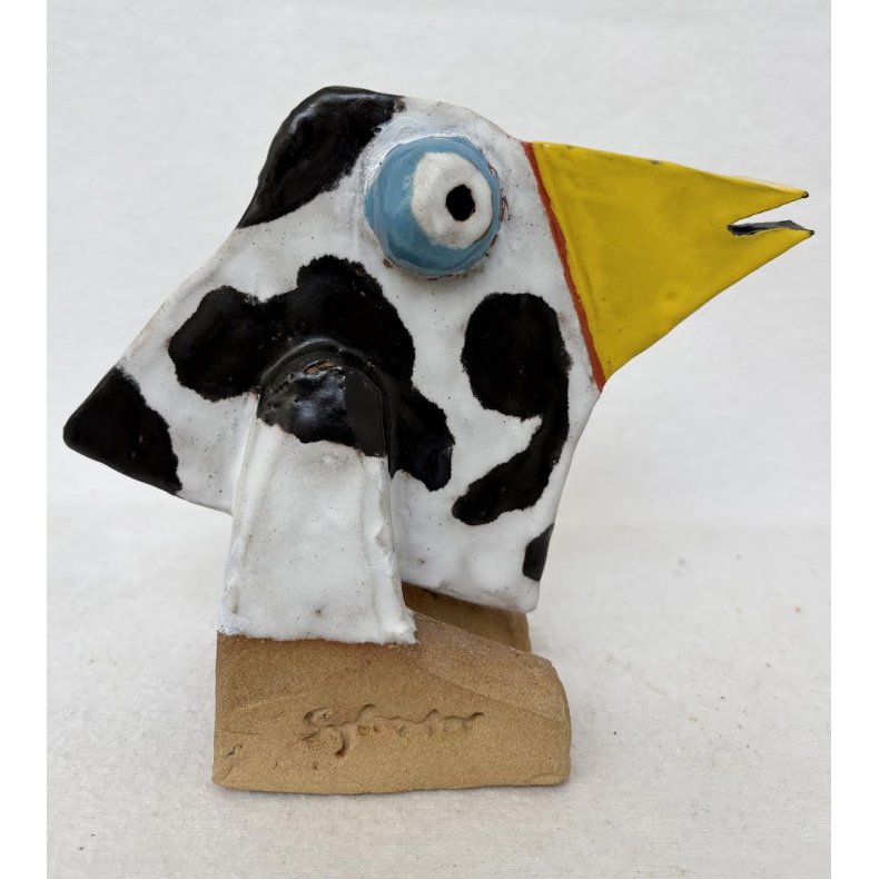 Bredn�b som kofugl, skulptur, ca. 18x21 cm