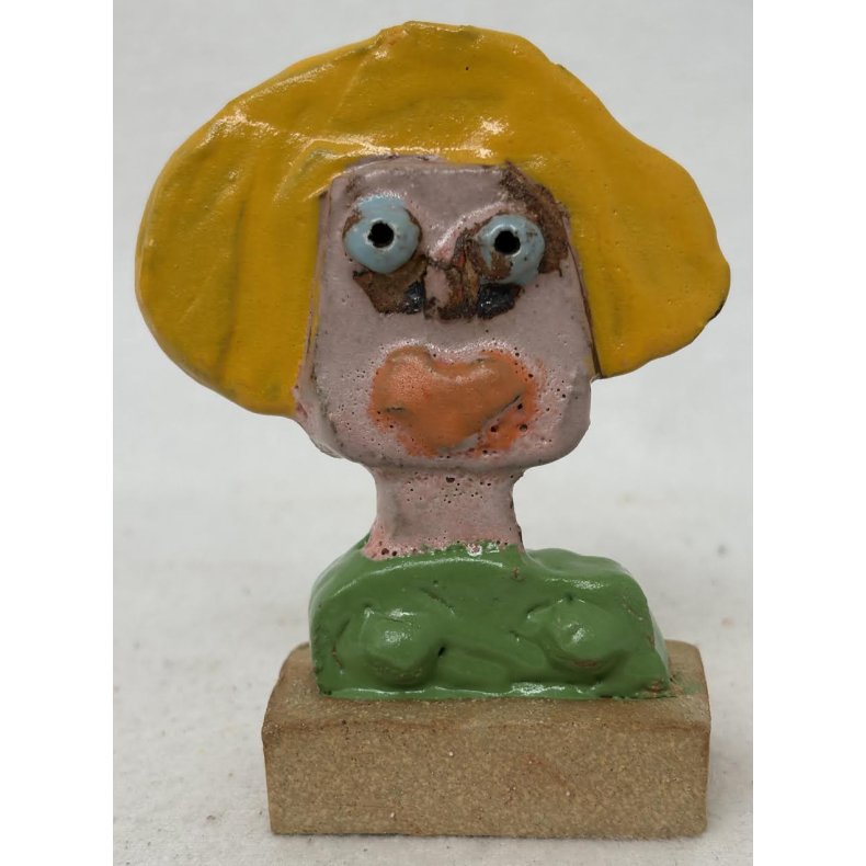 Dame i gr�n bluse, skulptur, 10 cm