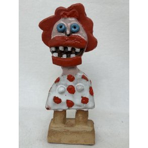 Dame med r�de prikker, skulptur, ca. 23 cm