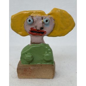 Dame med stort h�r, skulptur, 10 cm
