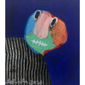 Den bl� time, maleri, 37x33 cm