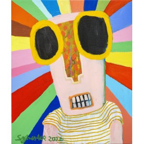 En person med stor udstr�ling, maleri, 60x50 cm