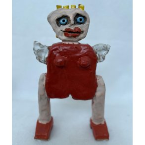 Engle dame med rde sko, skulptur, 33x20x8 cm