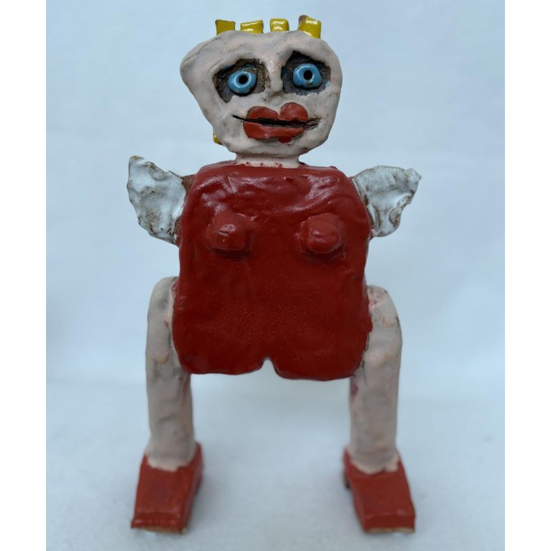 Engle dame med rde sko, skulptur, 33x20x8 cm