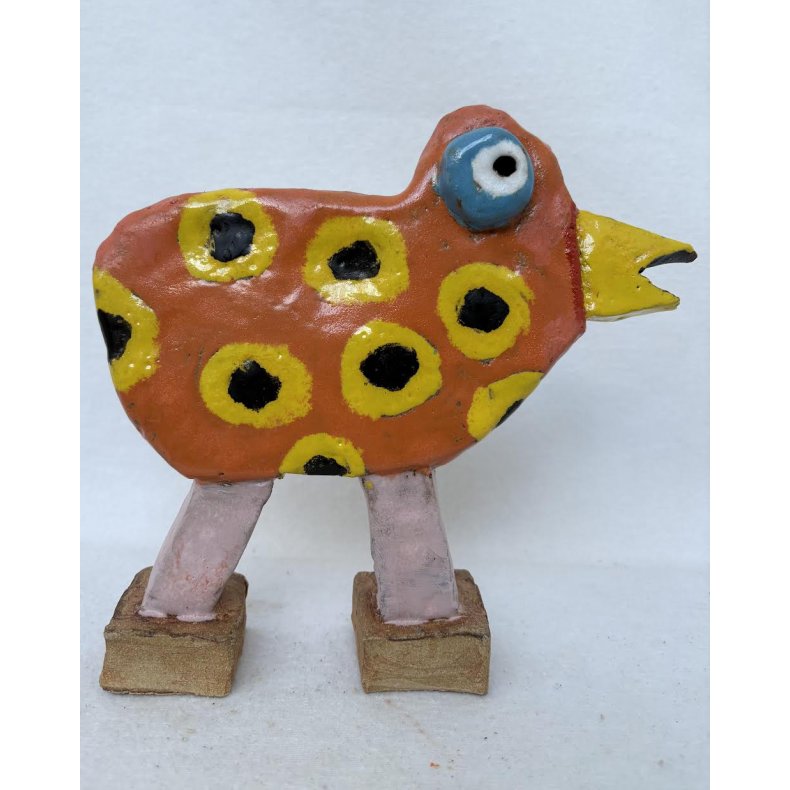 Fuglel�ber med gult n�b, skulptur, ca. 22x23x5 cm