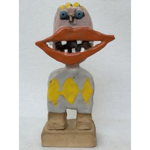 Grinedreng i gr� tr�je, skulptur, ca. 23 cm