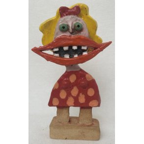 Grinepige med orange pletter, skulptur, ca. 23 cm