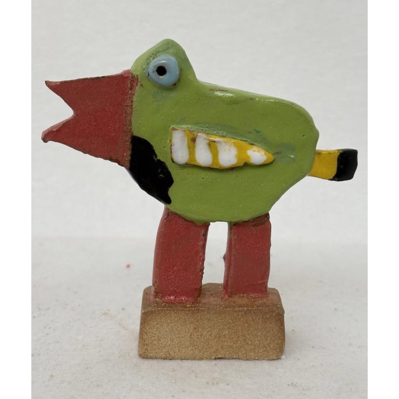 Gr�n fugl, skulptur, 12x12 cm