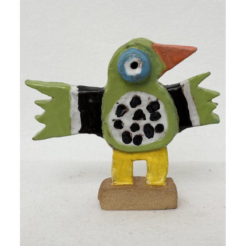 Gr�n vingesus med sorte prikker, skulptur, ca. 16x18 cm