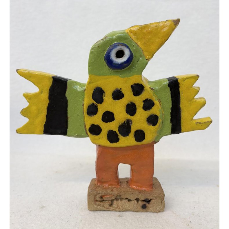 Gr�nhoved vingesus, skulptur, ca. 16x18 cm