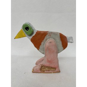 Grnjet vandrefugl, skulptur, 17x20x7 cm