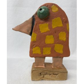 Grnjet vandrefugl, skulptur, H. 20 cm