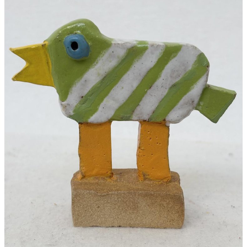 Guln�bet gr�nfugl, skulptur, 10x10 cm