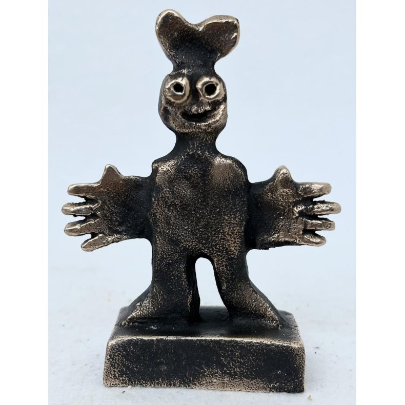 Hjerte p� hovedet, bronze skulptur, 10 x 7,5 cm