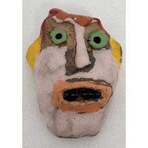 Hoved med gr�nne �jne, til v�goph�ng, skulptur, 9 cm