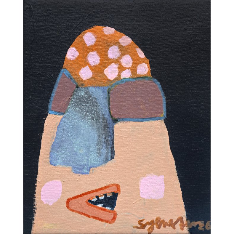 Kanalsv�mmer, maleri, 26x21 cm