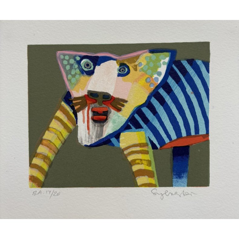 Kat, litografi, 20 x 17 cm