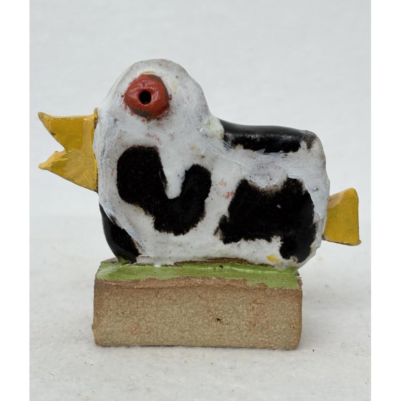 Lille kofugl p� gr�s, skulptur, 8 cm