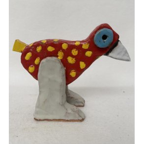 Lille vandrefugl med gule prikker, skulptur, ca. 16x22 cm