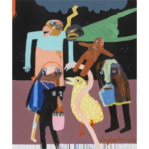 Lyn og torden, maleri, 120x100 cm