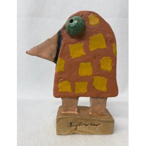 Orange fugl, skulptur, ca. 16x20 cm