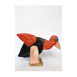 Rdhoved kornprikker, skulptur, H.12 cm