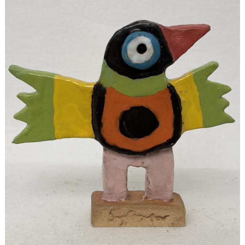 Sorthovedet vingesus, skulptur, ca. 16x18 cm