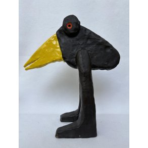 Vandrefugl, bemalet bronze, bronze skulptur, H.35 cm