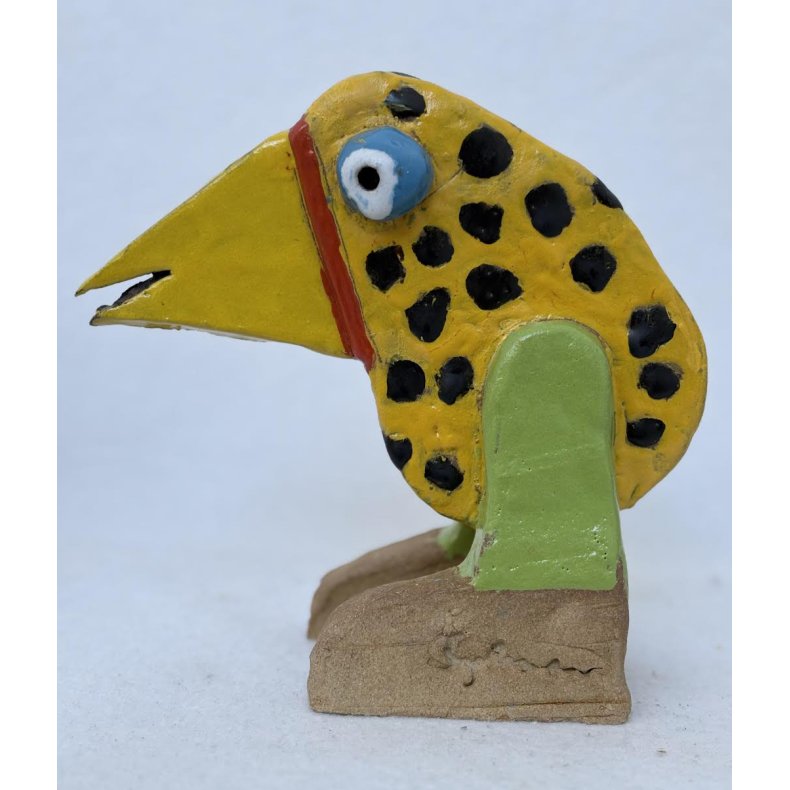 Vandrefugl med gr�nne ben, skulptur, ca. 18x19 cm