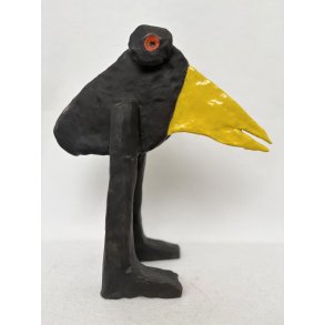 Vandrefugl, bemalet bronze, bronze skulptur, 35x30x13 cm