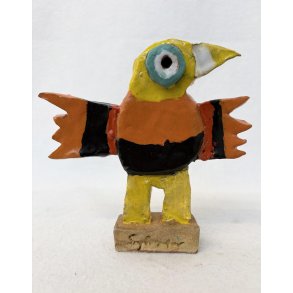 Vingesus med gule ben, skulptur, ca. 17x17 cm