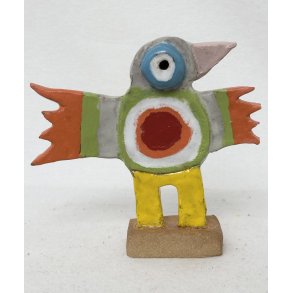 Vingesus med gule ben, skulptur, ca. 16x18 cm
