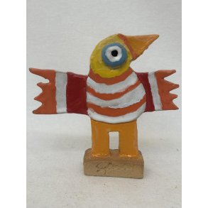 Vingesus med gult hoved, skulptur, ca. 17 cm