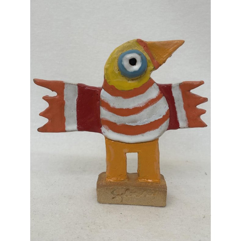 Vingesus med gult hoved, skulptur, ca. 17 cm