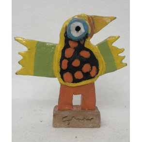 Vingesus med orange prikker, skulptur, ca. 16x18 cm