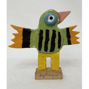 Vingesus med sorte striber, skulptur, ca. 16x18 cm