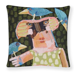 Dame med torpedofugle, pude