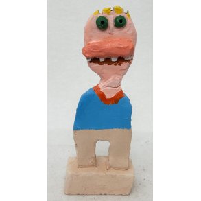 Forventningsfuld person, bemalet stent�j, skulptur, H. 17 cm