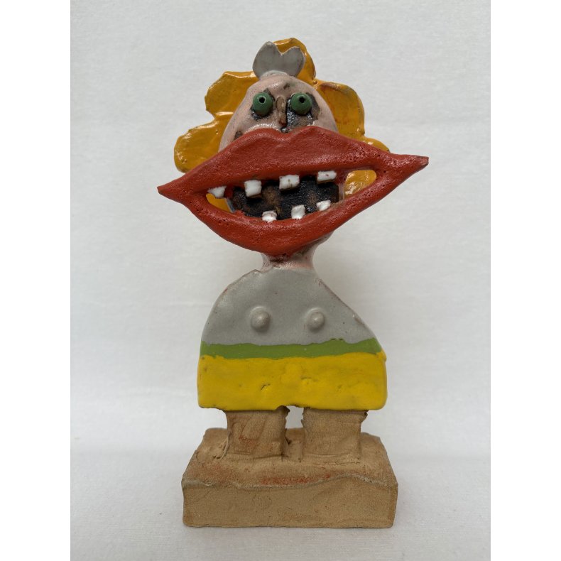 Grinepige m. grnne jne, skulptur, H.24 cm