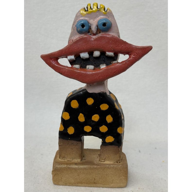 Grinedreng med orange pletter, skulptur, ca. 21 cm