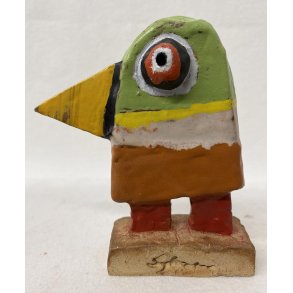 Gr�nhoved fugl, skulptur, ca. 16x20 cm